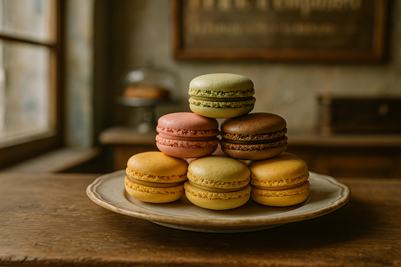 Colourful macarons stacked
